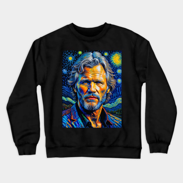 Kris Kristofferson in starry night Crewneck Sweatshirt by FUN GOGH